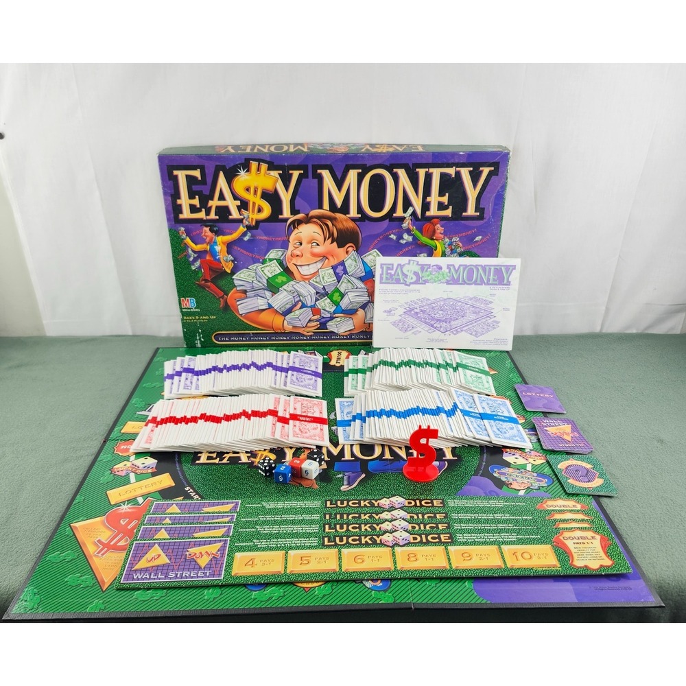 Milton Bradley 1996 EASY MONEY Board Game  The Money Money Money Game COMPLETE